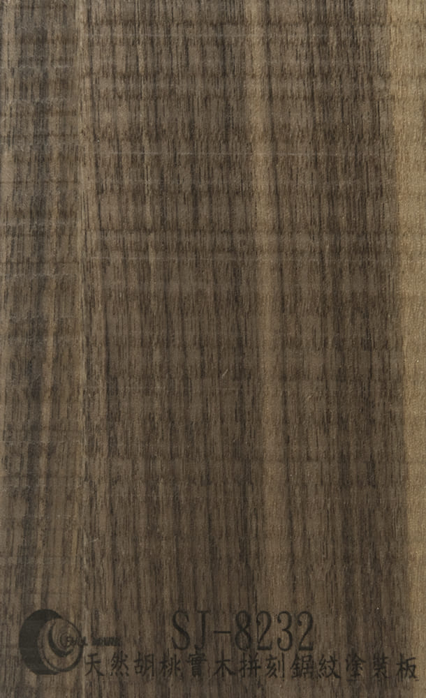 SJ-8232 天然胡桃木實木拼刻鋸紋塗裝板